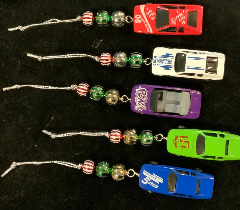 Car Christmas Ornament/race Car Toy Beaded Ornament/auto 5 Piece Set