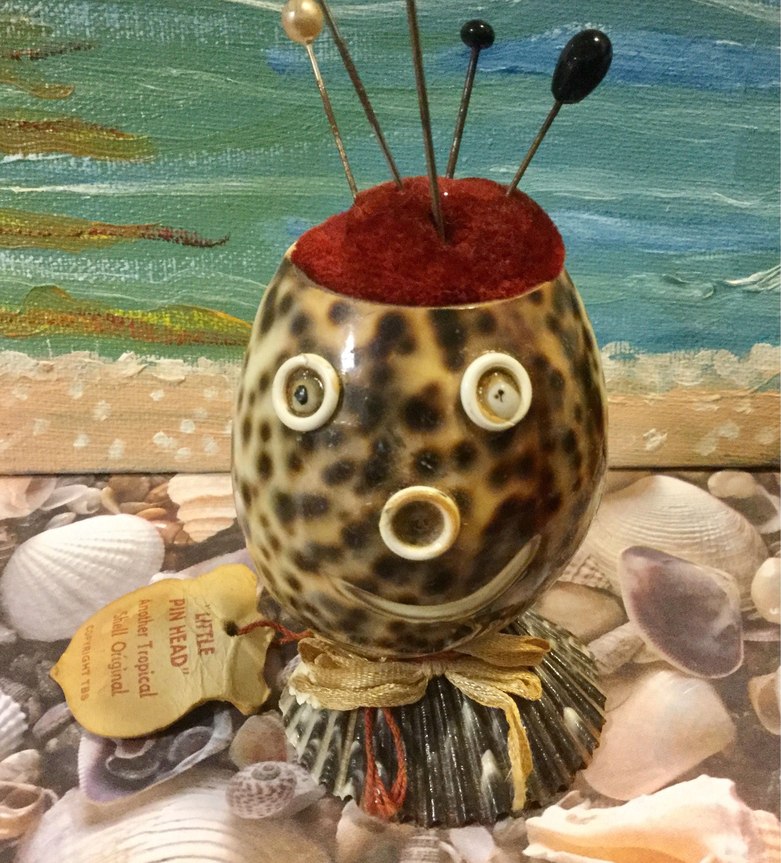 1950s Cowrie Shell Pincushion NWT Sewing Needle Case Shell Art Etsy