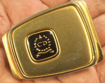 Christian Dior Belt Buckle/CD Designer Logo/Gold-Tone/Mens/Vintage 1980s