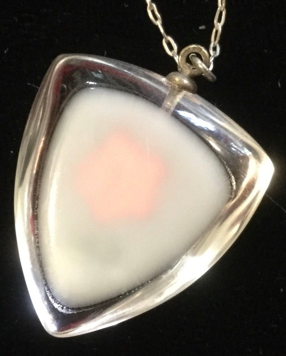 50s Lucite Floral Pendant Necklace/Sterling Silve… - image 4