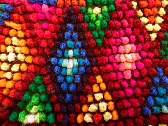 Felted Wool Scraps-Pieces-Set/Sweater Remnants/Multicolor/Hand Knit & Embroidered/Popcorn Stitch/Sewing Supply/Peru/Vintage