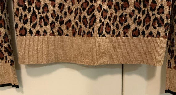 Metallic Leopard Sweater/cardigan/animal Print/gold-brown