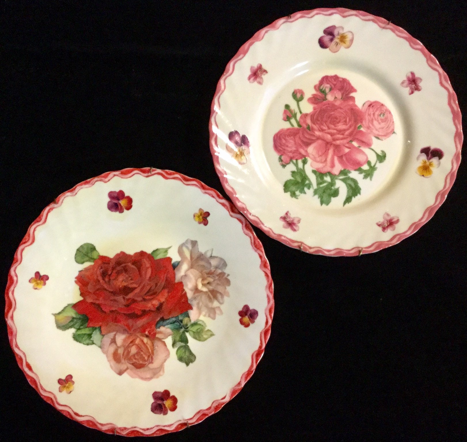 Plat Ovale Arcopal Vintage Décor Rose - 32x25cm - Verre Décoratif