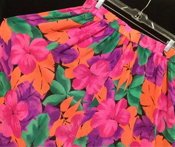 Vintage Pink Floral Maxi Skirt/Hawaiian Print/Flu… - image 5