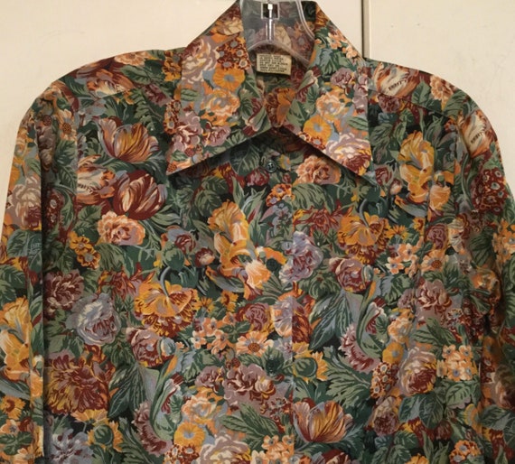 1970s Floral Print Blouse/Polyester/Dagger Collar… - image 6