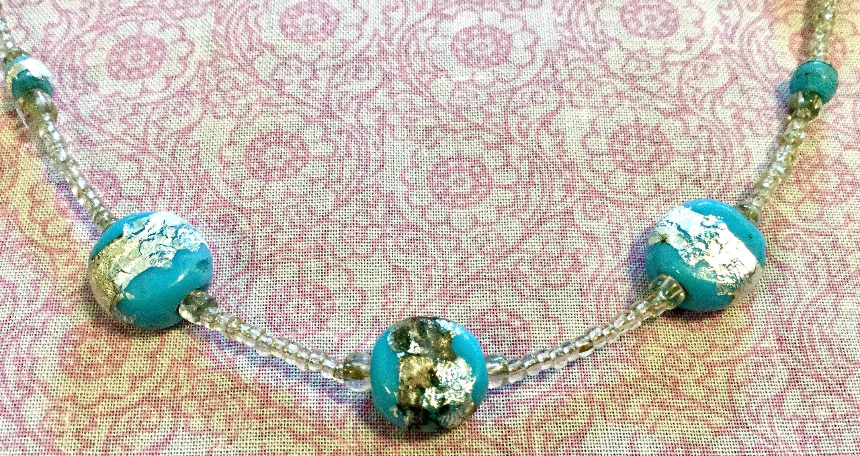 Collier Ras De Cou Vintage à Pampilles En Verre Murano De Venise - Occasion