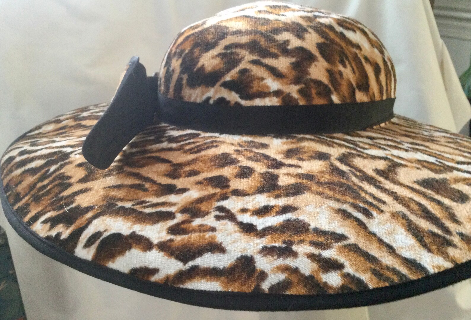 1980s Leopard Print Hat Large Wide Brim Brown/black Animal Etsy