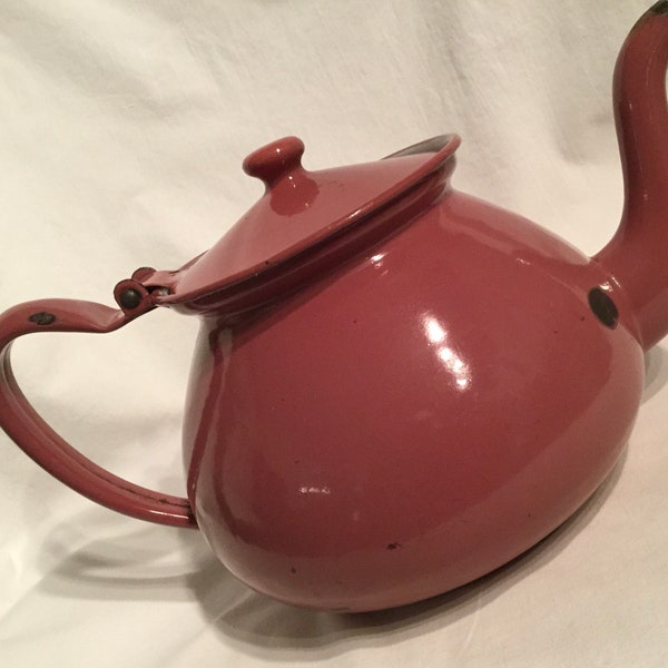 Large Vintage Enamel Teapot Etsy