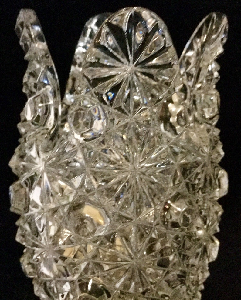 Tulip Vase Clear Pressed Glass Compote Crystal Pedestal Floral Etsy