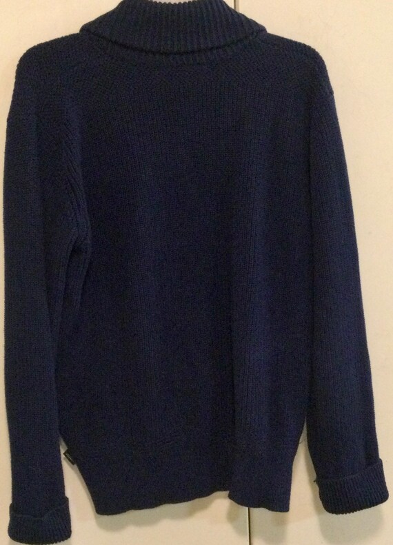 1980s Ralph Lauren Pullover Sweater/Navy Blue Cot… - image 5