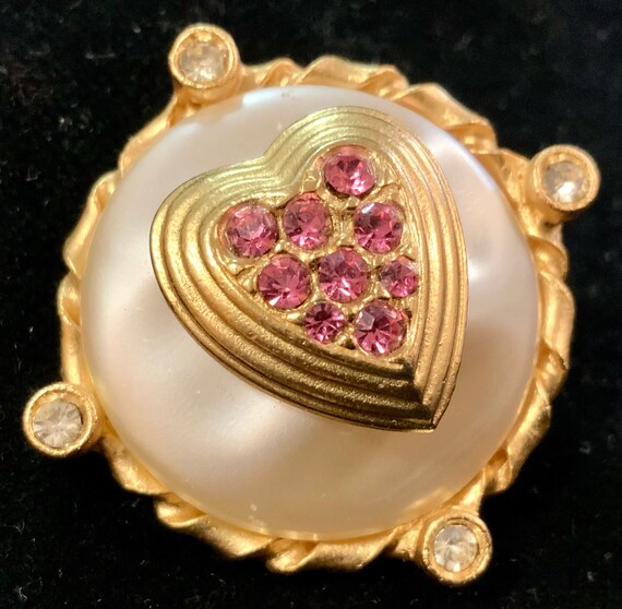 Heart Clip Earrings/Pink Rhinestone/Robert Rose/B… - image 4