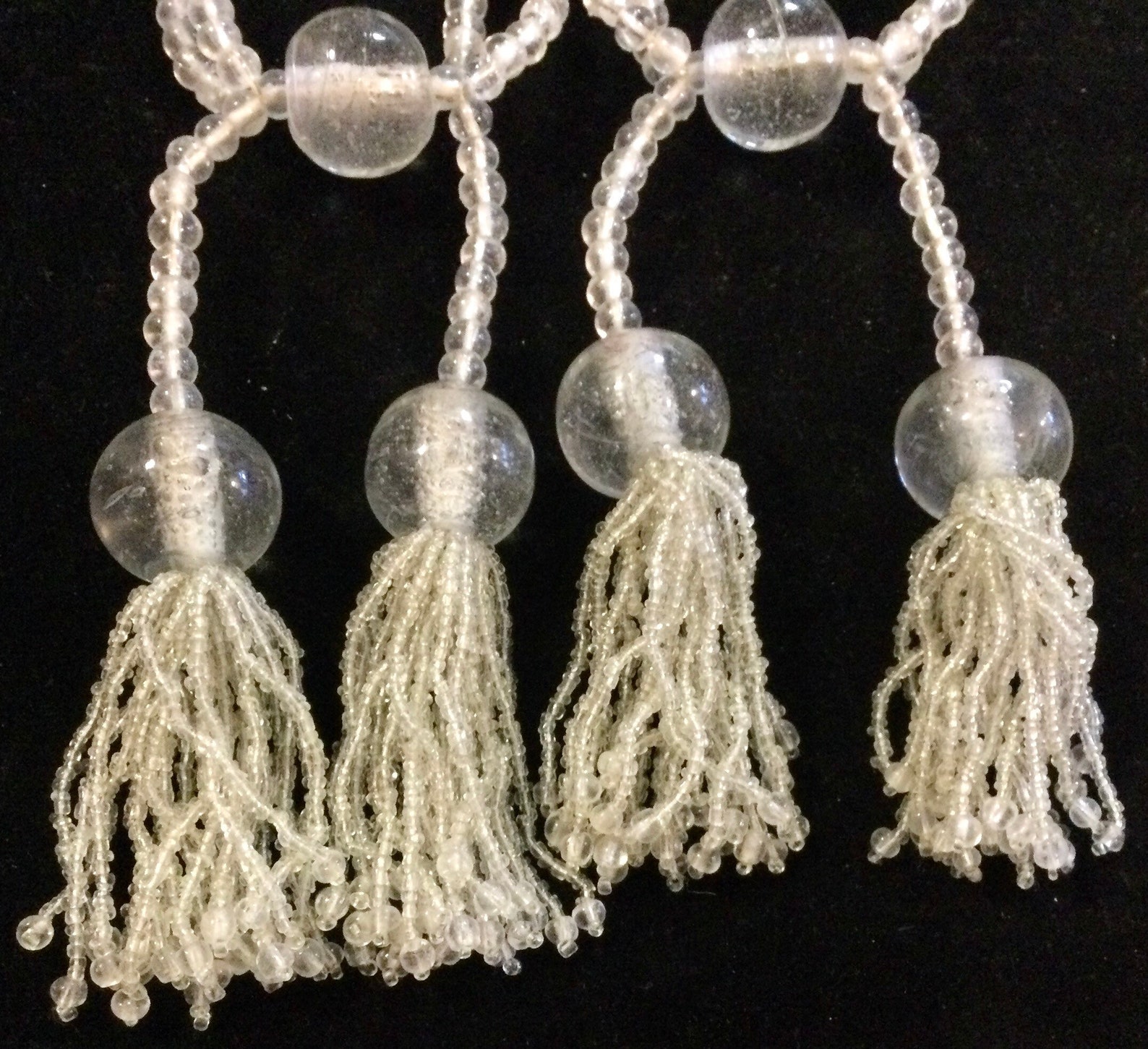 1990s Bead Curtain TieBacks Pair Beaded Tassel Tiebacks Clear Etsy