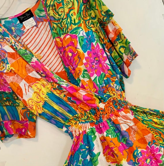 80s Diane Fres Wrap Maxi Dress/Pink Floral Print/S
