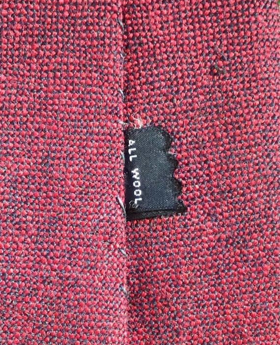 SALE—-50s Mens Embroidered Necktie-Tie/Red Wool/P… - image 5