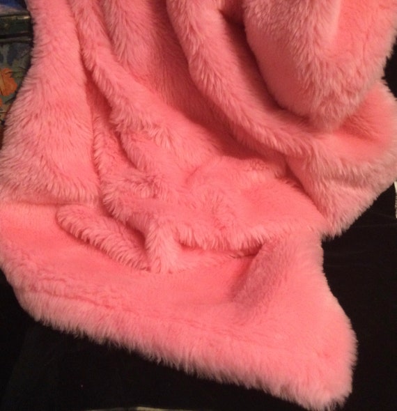 Vintage Pink Faux Fur Throw Baby Blanket like New Luxury Plush