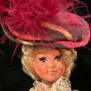 French Doll Souvenir with Hat/Paris France Doll/Collectible Travel Doll/Victorian/Plastic/Small 12”/Vintage