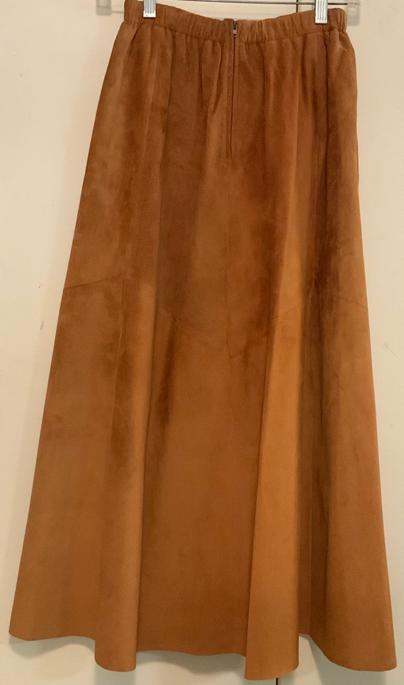 SALE—Chamois Suede Leather Skirt/Midi-Maxi/Camel-… - image 4
