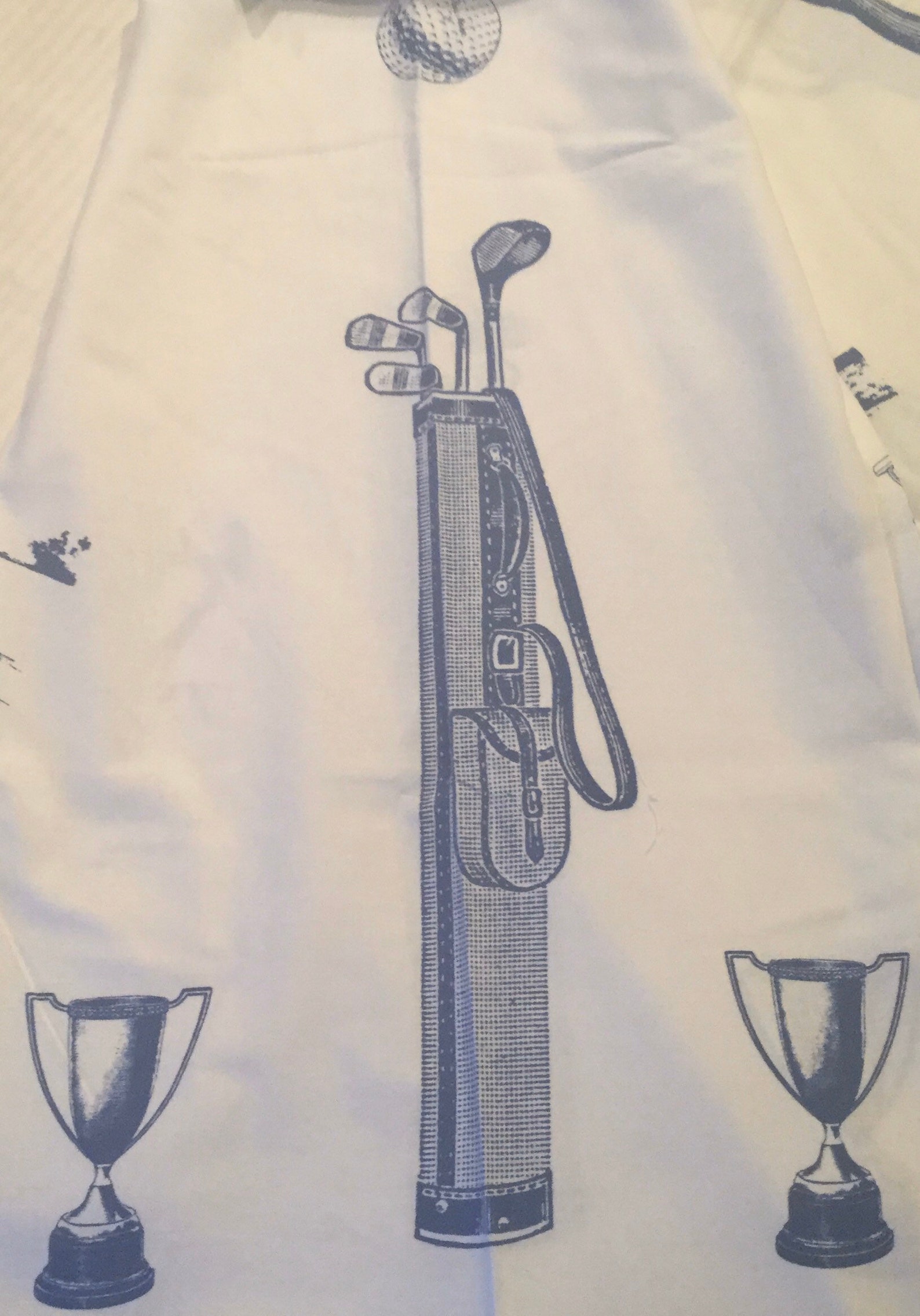 Golf Print Tablecloth NWT Figural Sport Theme Blue/White Etsy