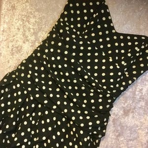 Black Spaghetti Strap Dress-Sundress-Cocktail Dress/Polka Dot Print/Ruffled/Short Mini/Summer/Woman&#39;s Size 10/Vintage 1990s