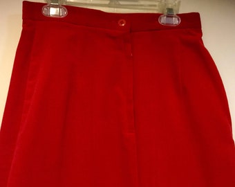 Red Velvet Skirt/Straight-Pencil-Column/Short Knee-Length/“Charts"/Winter/Christmas/Woman's Small Size 5-6/Vintage