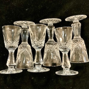 Waterford Crystal Cordial Glasses/Stemware Glass/Aperitif-Liqueur “Kenmar (Cut)” Irish Cut Glass/Discontinued/Small 6pc SET/Vintage