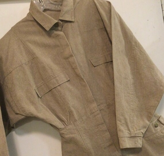 1980s Denim Utility Dress/Shirt Dress Midi/Maxi Co
