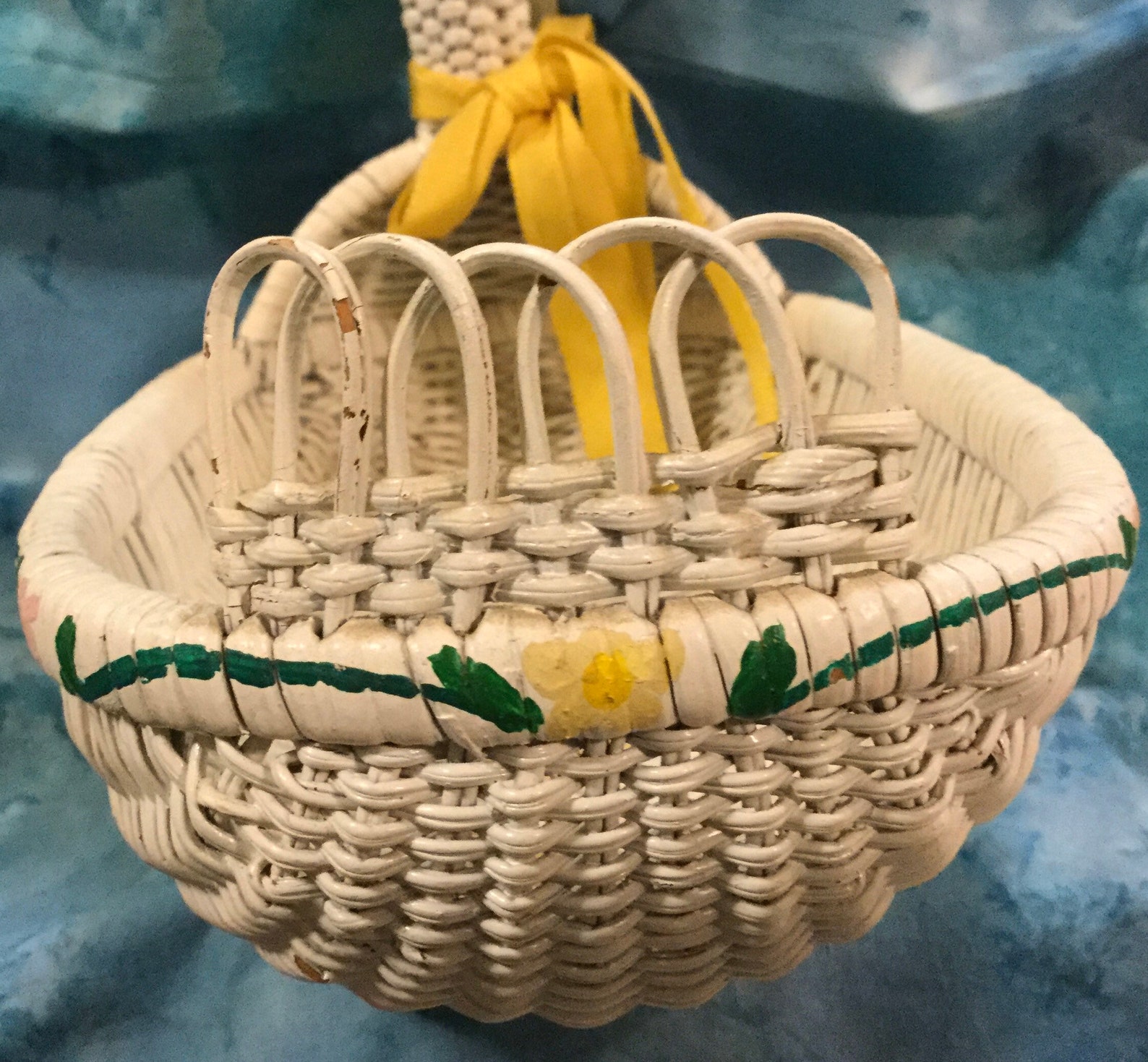 70s White Wicker Animal Basket Pair Bunnyrabbit/duck Trinket Etsy