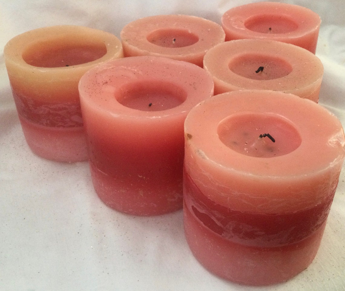 Lot Layered Pillar Candles Paraffin Wax Scented Pink/Red Large Etsy