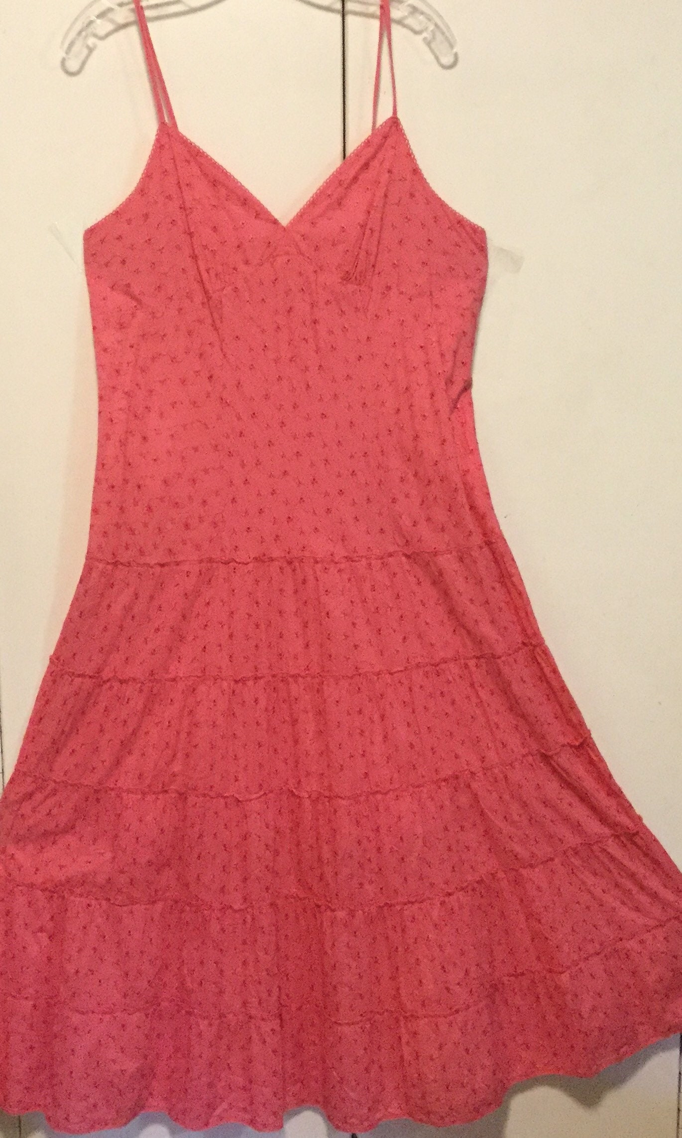 Pink Sundress Maxi Dress NWT Eyelet Long Coral Spaghetti Strap - Etsy