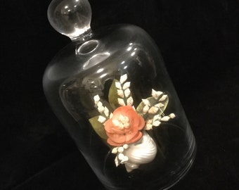 Bell Cloche-Dome-Cover/Clear Blown Glass Display with Knob/French?/Small 8”/20cm/Vintage