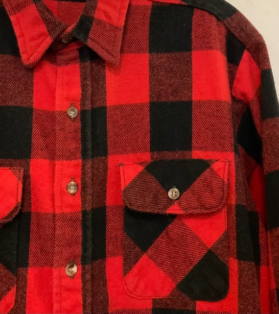 Mens Red Plaid Flannel Shirt/Buffalo-Check Print … - image 3