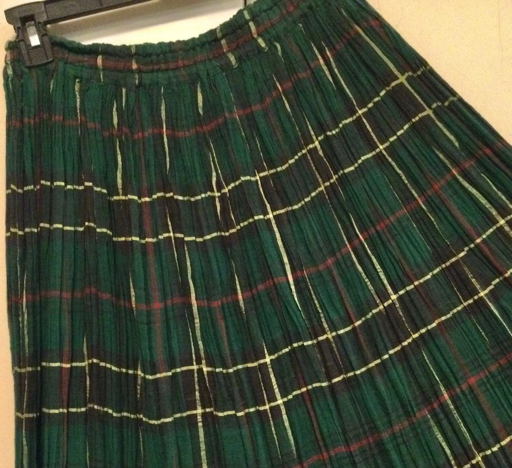 Green and top gold plaid skirt