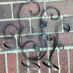 Wrought Iron Plant Hanger/Metal Plant Holder-Hook/“John Salterini”/Wall Mount/Large 3pc SET/Vintage Mid-Century Modern 1930-1950