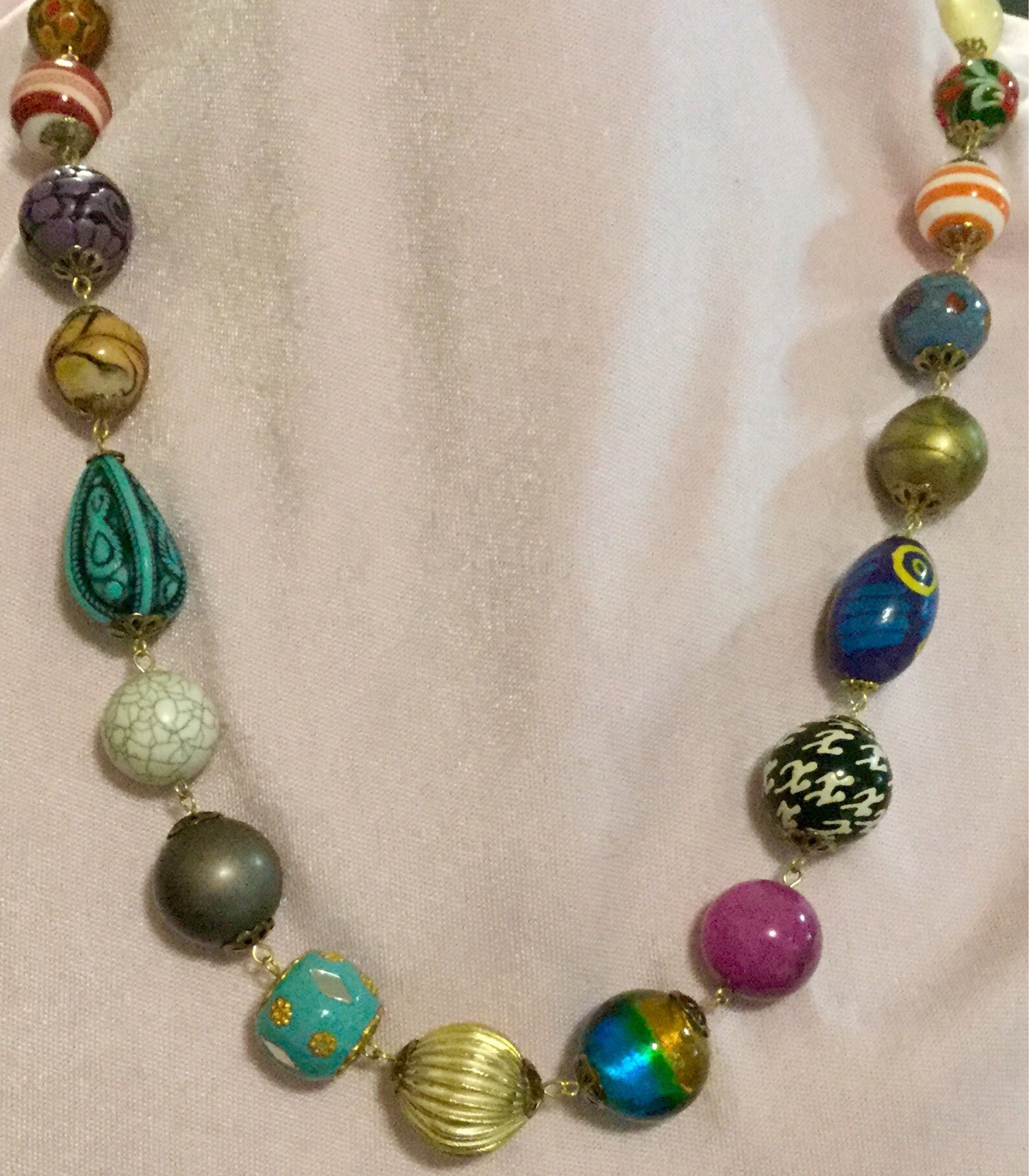 Vintage Bead Necklace Long Multicolor end of Day - Etsy