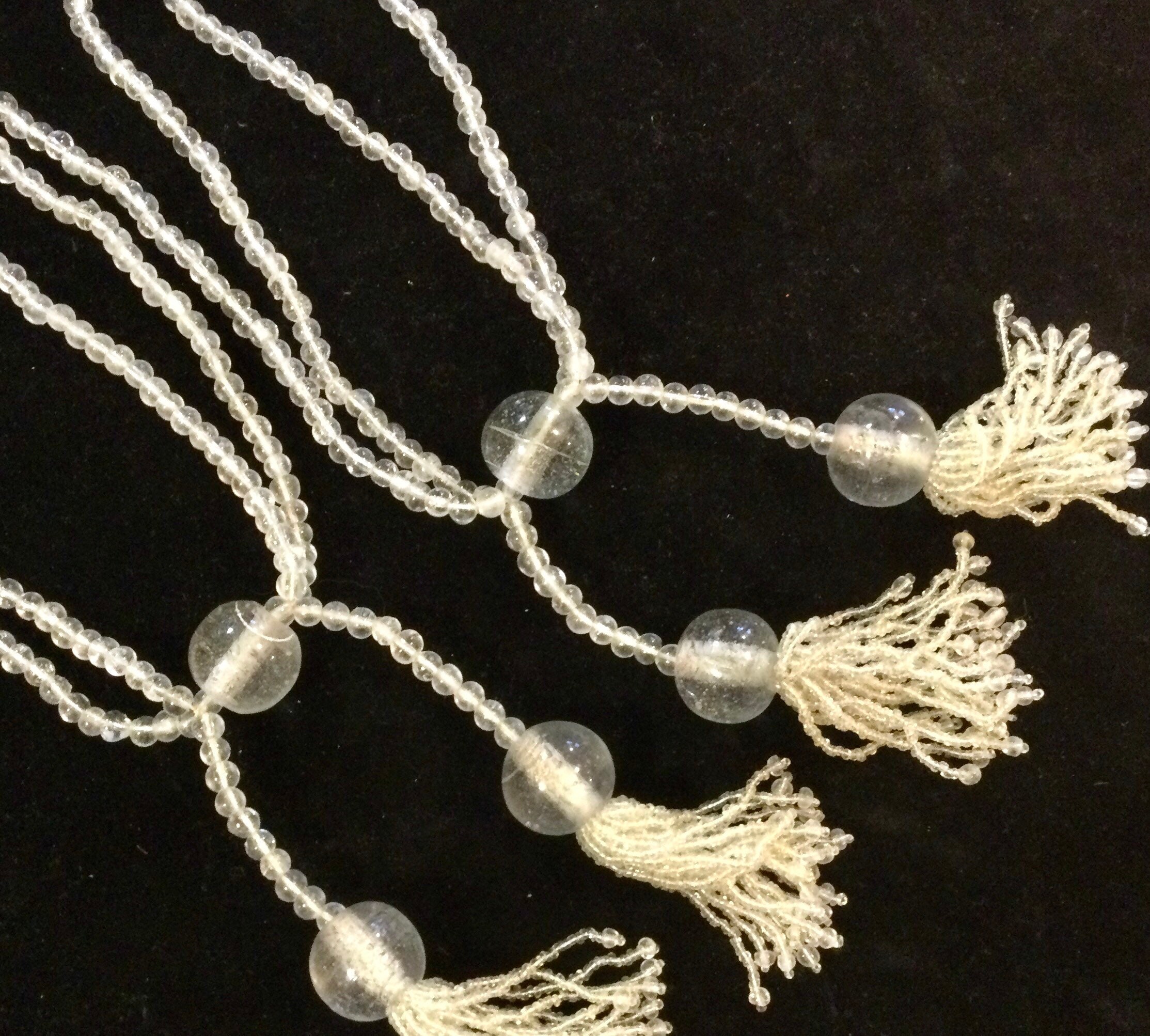 1990s Bead Curtain TieBacks Pair Beaded Tassel Tiebacks Clear Etsy