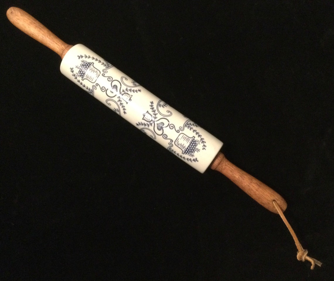 Ceramic Rolling Pin Blue/White German Pa Dutch Delft Flow Etsy