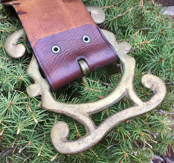 Brass Belt Buckle Leather Belt/Hand-Forged/Handma… - image 10