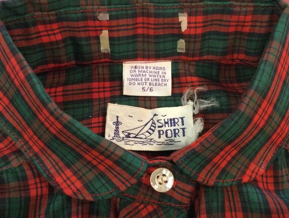 1960 Red Plaid Blouse-Shirt-Top/Shirt Sport/Peter… - image 7