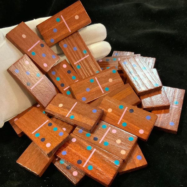 Dominoes Wood Game Tiles/Loose Pieces/DIY Craft Supply or Jewelry Supply/25 Piece Set