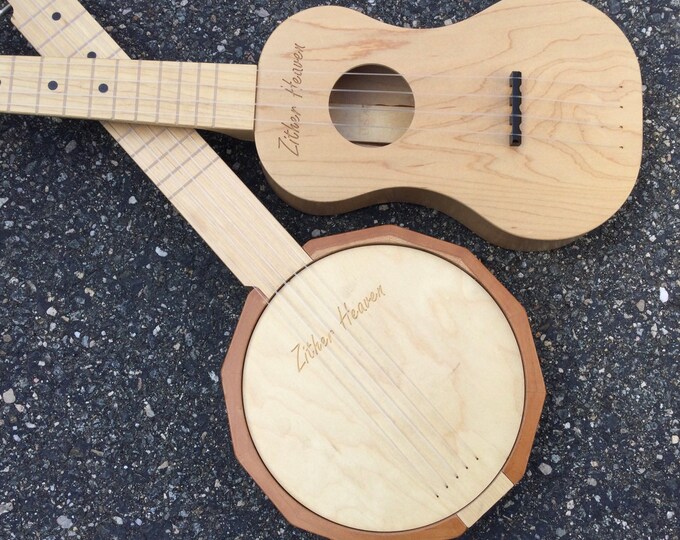 Banjo & Ukulele Toy Music Instrument zither Heaven Wood 5 String