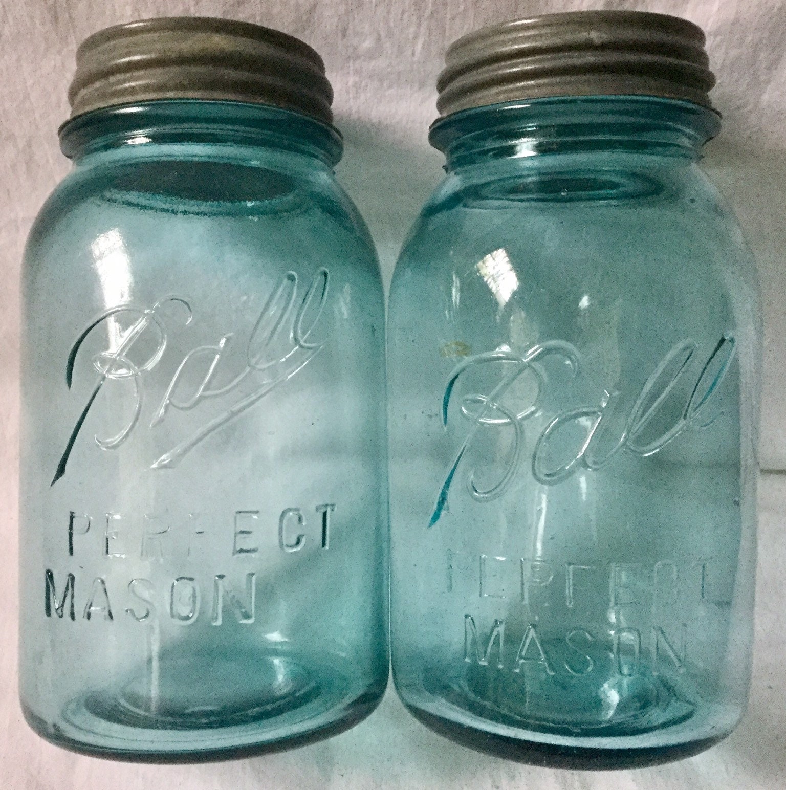 Ball Perfect Mason Canning Jar Set/Blue Aqua Glass/DIY