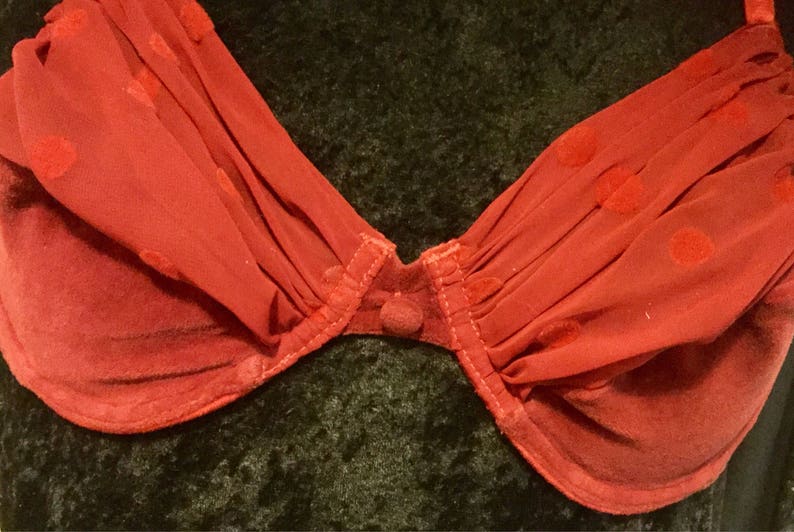 Red Velvet Bra Bralette/carol Maloney/draped Chiffon/size 38b/underwire ...
