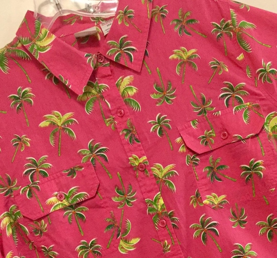 Chemisier Fleuri Transparent Hearts Of Palm Rouge Et Rose - Taille 16, Occasion
