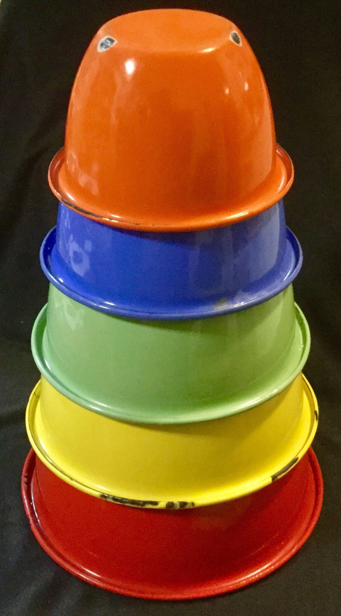 Enamelware Mixing Bowl Set Metal Enamel Nesting Bowls Etsy