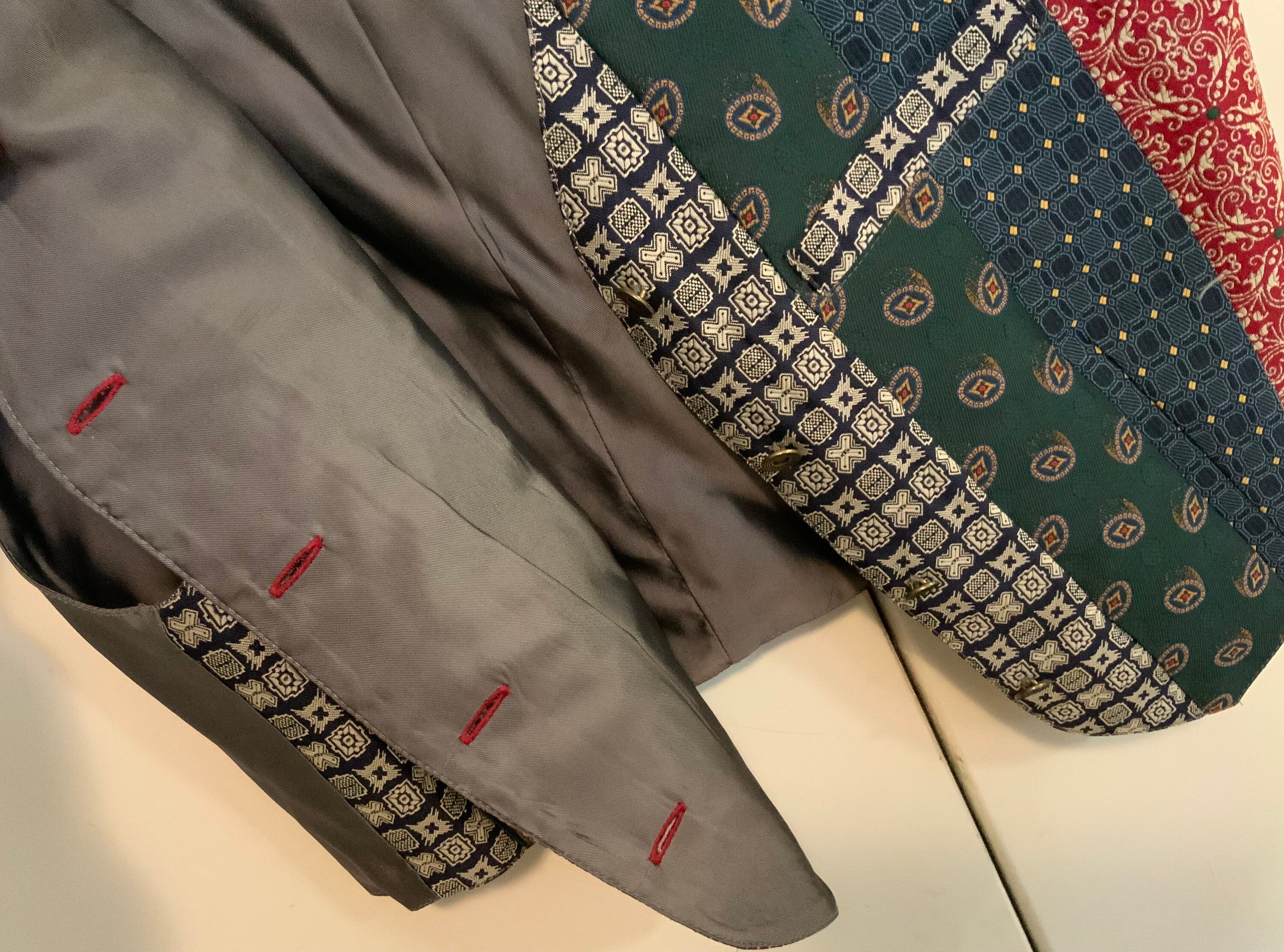 Quilted Vest/patchwork Necktie-style Striped Panel Print/gap 