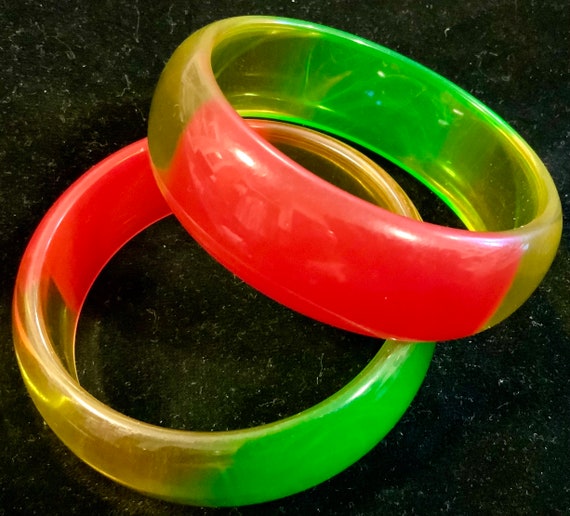 Plastic Bangle Bracelet/Matched Set/Neon Fluoresc… - image 3