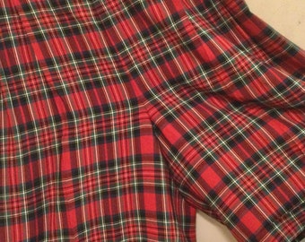 80s Ralph Lauren Shorts-Skort-Skirt-Culottes/Red Royal-Stewart Tartan Plaid/High-Rise/Preppy/Christmas/Woman’s Size 10/Vintage 1980