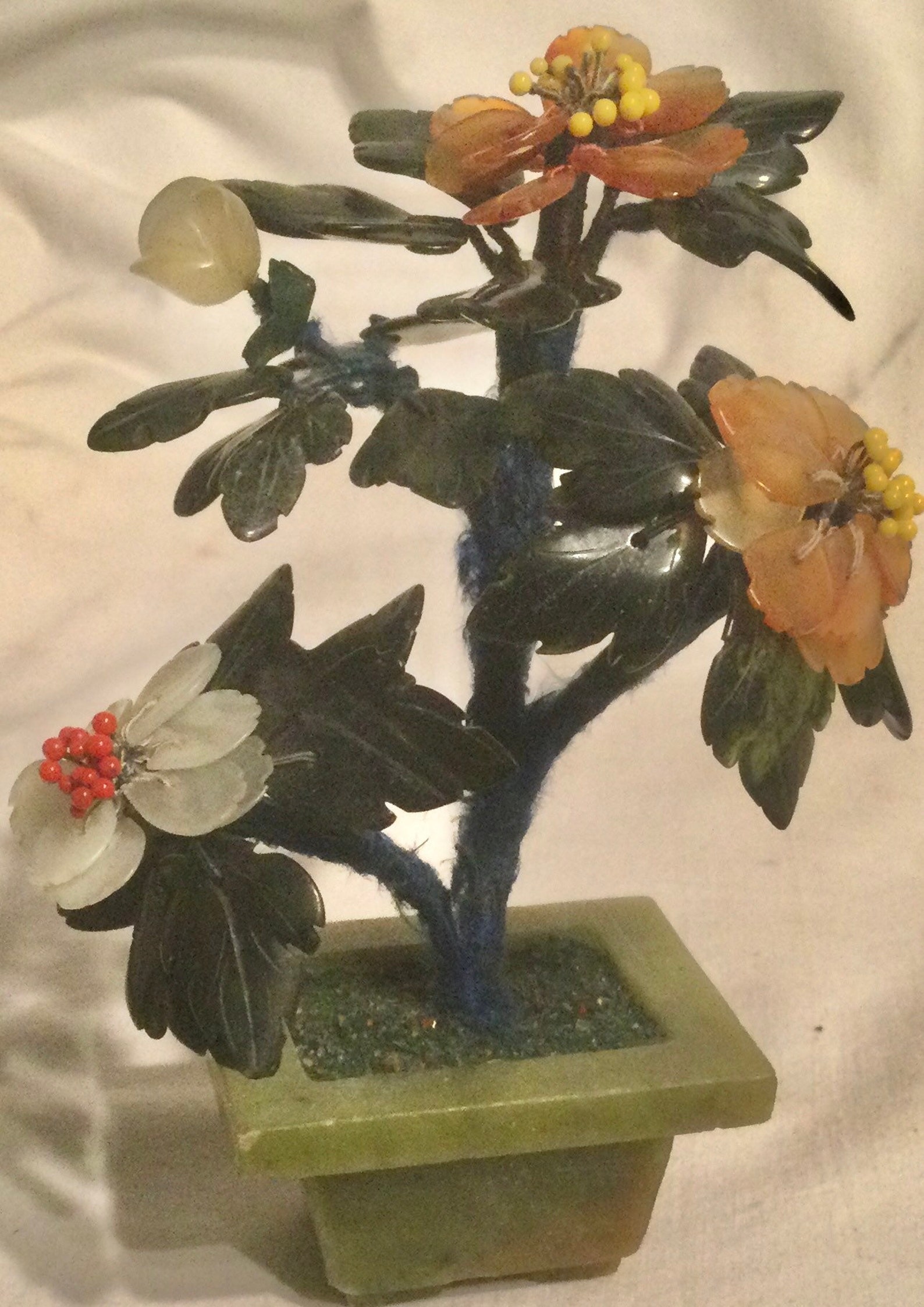 Vtg Jade Bonsai Trees Miniature Chinese Carved SemiPrecious Etsy