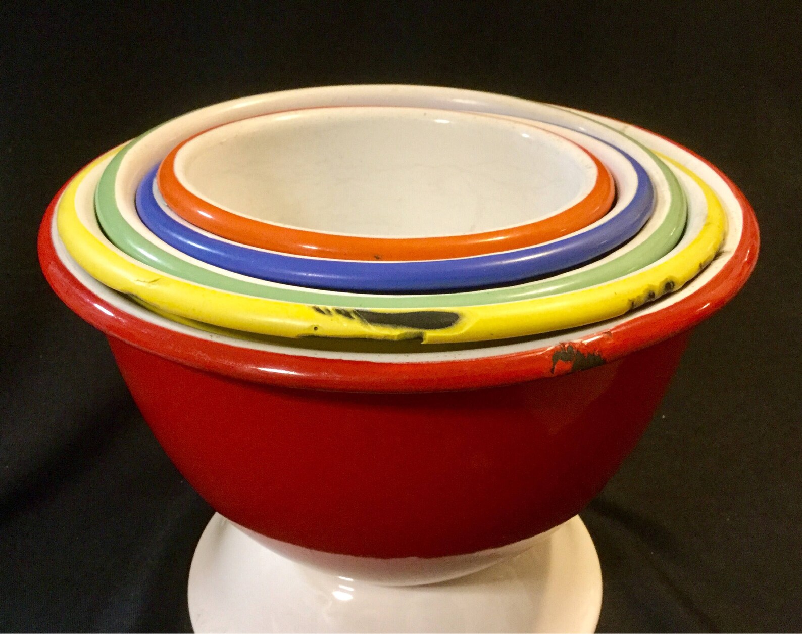 Enamelware Mixing Bowl Set Metal Enamel Nesting Bowls Etsy