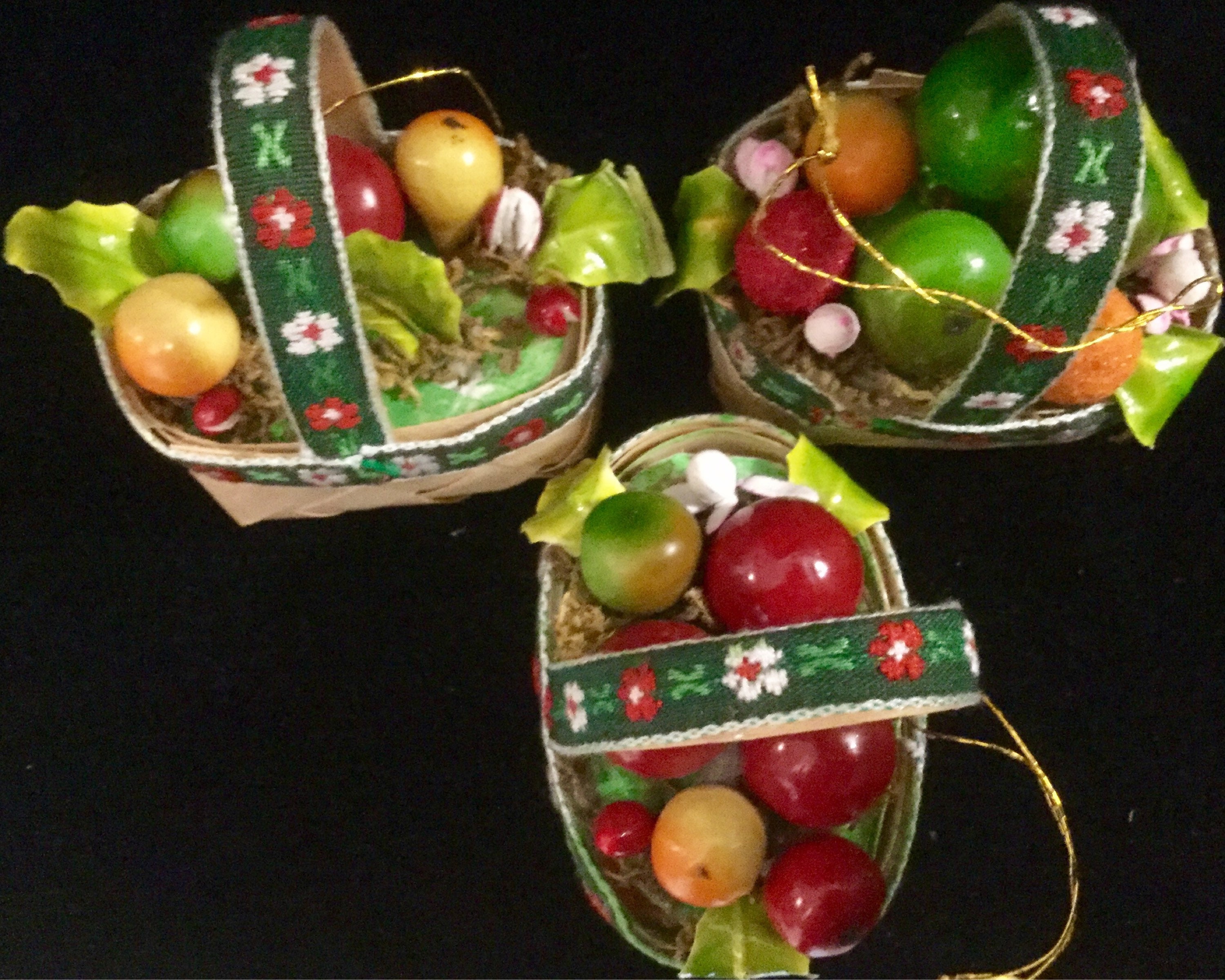Mini Fruit Ornaments Christmas Wicker Chipwood Baskets Etsy